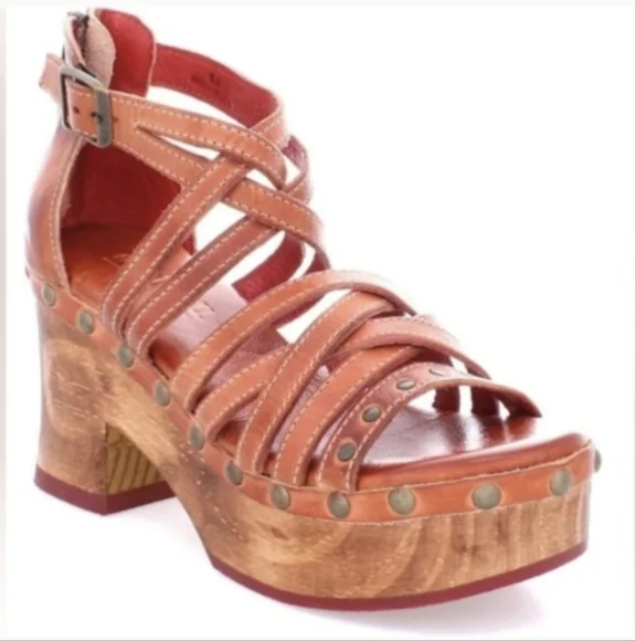 SOLD Bed Stu Antonelli Brown Leather Platform Sandals sz 10 - Picture 3 of 11